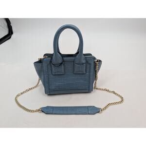 Zara Blue Faux Leather Vegan Croc Crossbody Chain Mini City Bag Handbag Preppy
